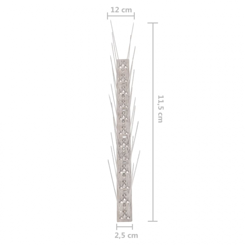 20-tlg. Vogelabwehr-Spikes-Set 10 m Edelstahl 2-reihig