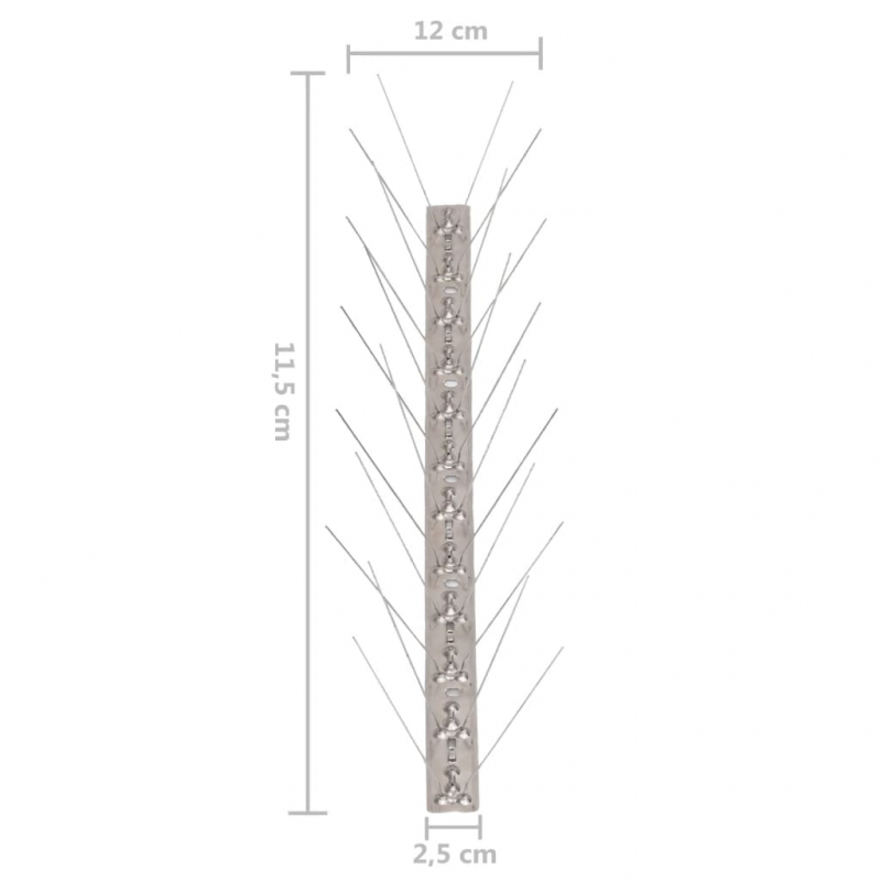 20-tlg. Vogelabwehr-Spikes-Set 10 m Edelstahl 4-reihig