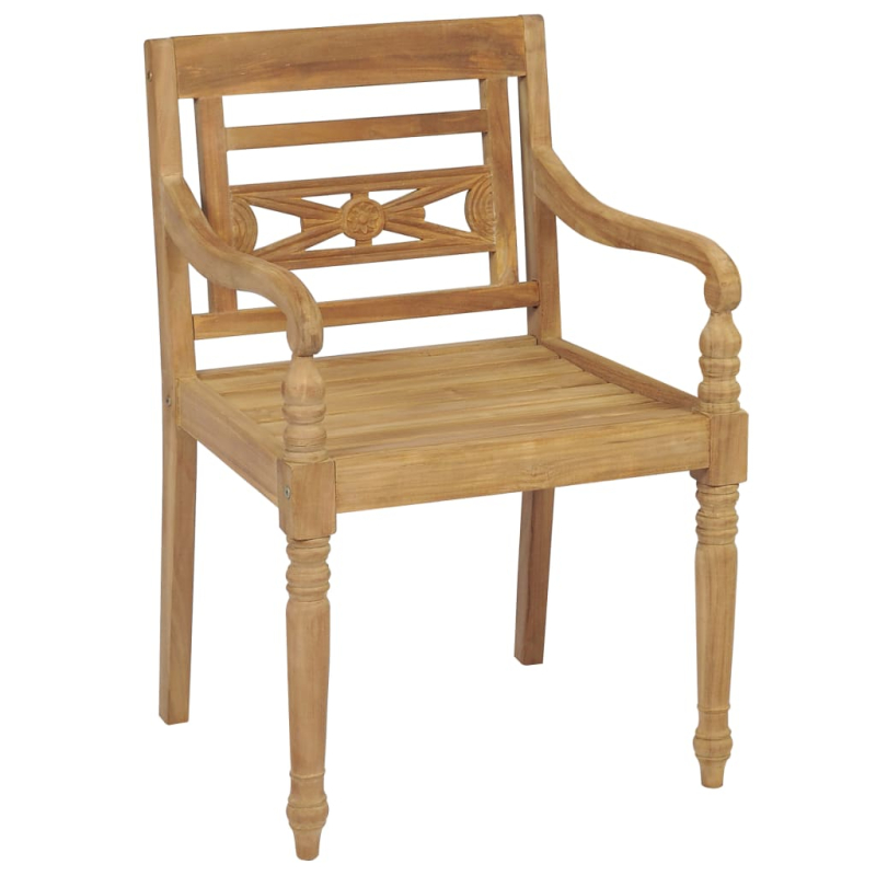 Batavia-Stühle 2 Stk. Rote Karomuster-Kissen Teak Massivholz