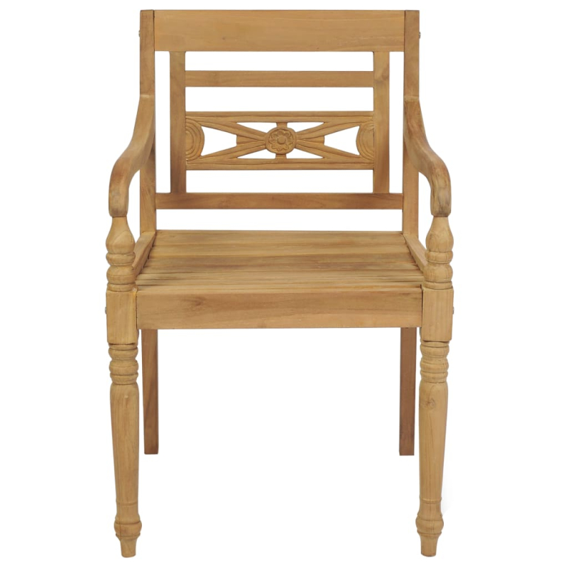 Batavia-Stühle 2 Stk. Rote Karomuster-Kissen Teak Massivholz