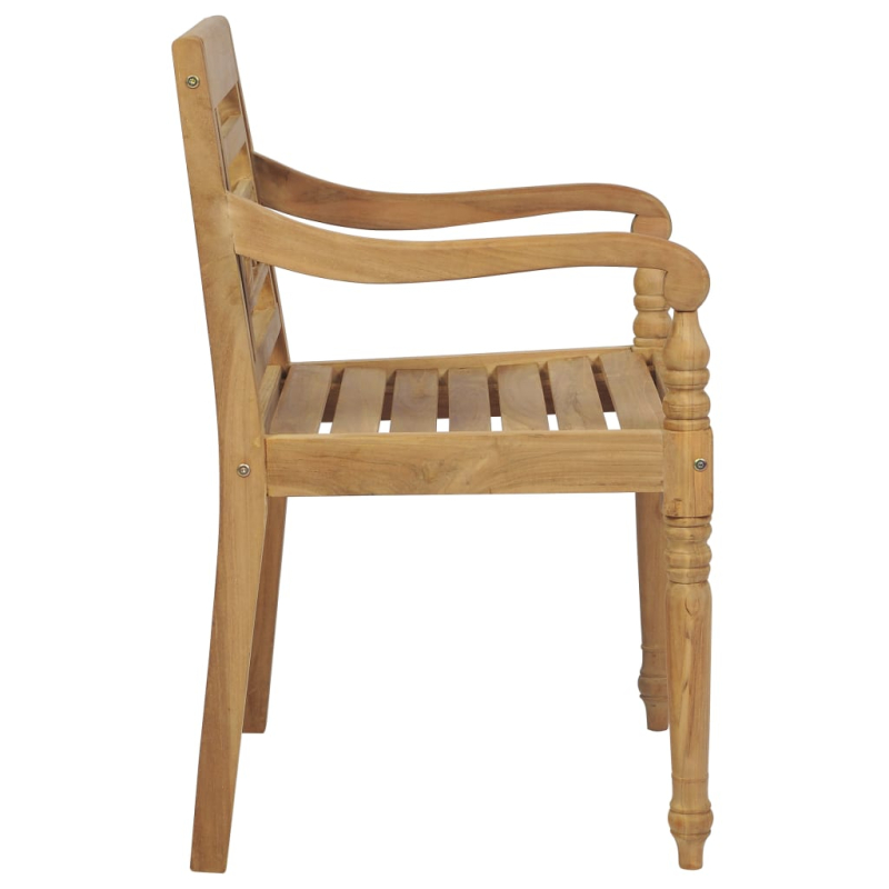 Batavia-Stühle 2 Stk. Rote Karomuster-Kissen Teak Massivholz