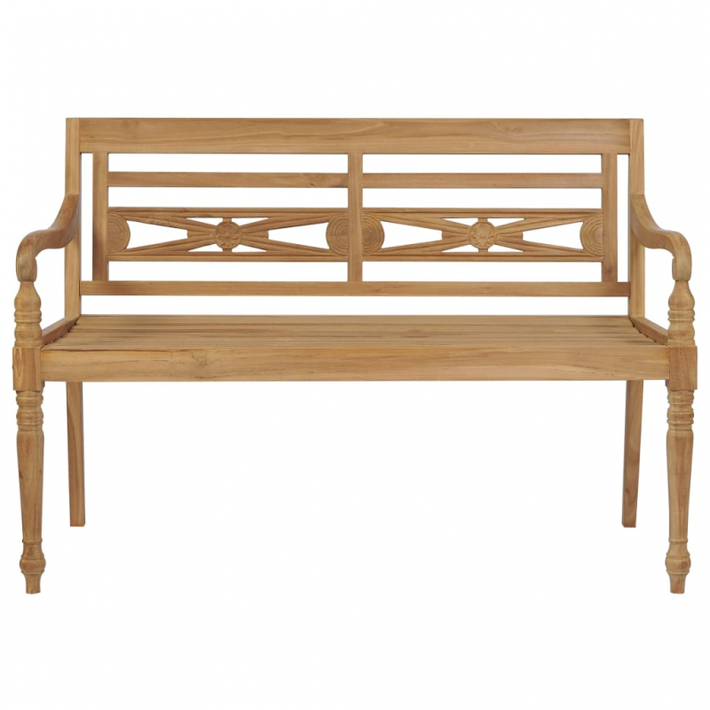 Batavia-Gartenbank mit Königsblauem Kissen 120 cm Teak Massiv