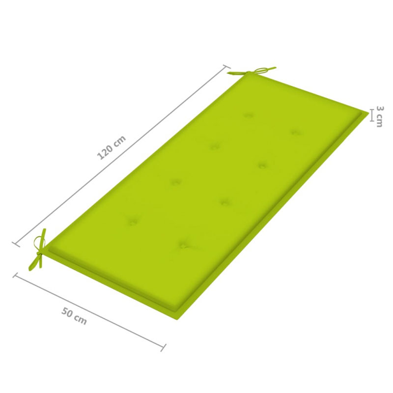 Batavia-Gartenbank mit Hellgrünem Kissen 120 cm Teak Massivholz