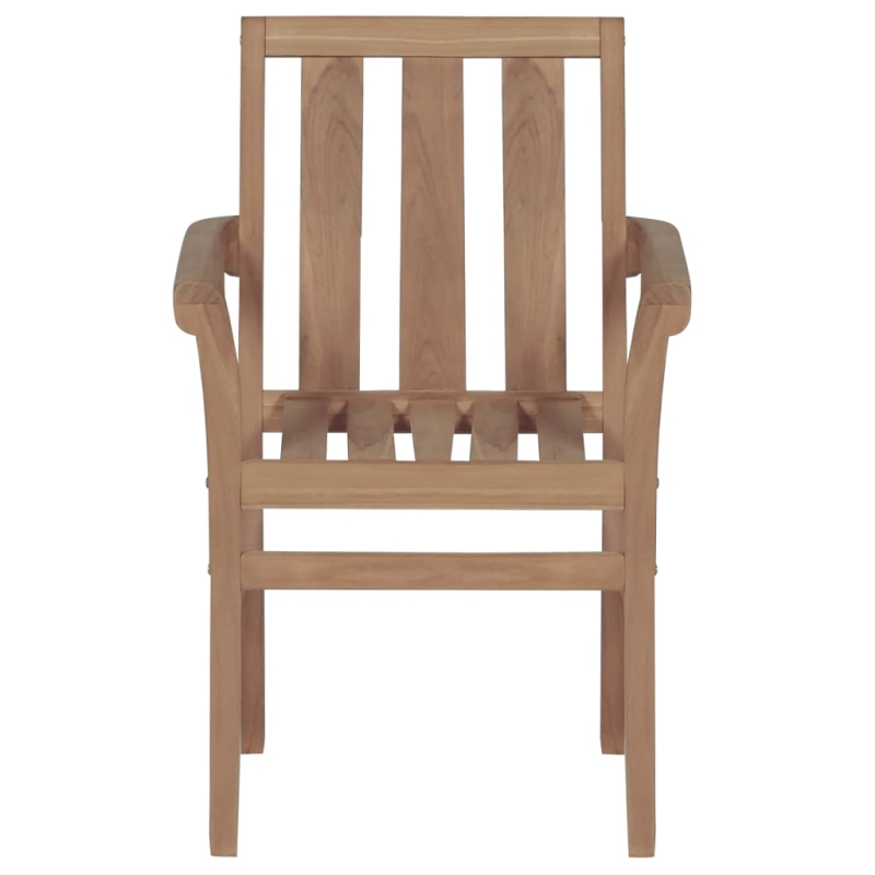 Gartenstühle 2 Stk. Graue Karomuster-Kissen Massivholz Teak