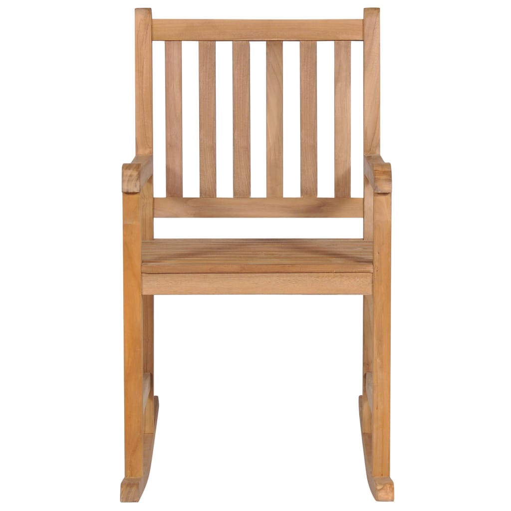 Schaukelstuhl mit Cremeweißem Kissen Massivholz Teak