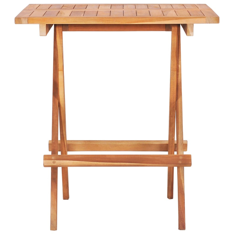 3-tlg. Bistro-Set mit Kissen Grau Karomuster Massivholz Teak