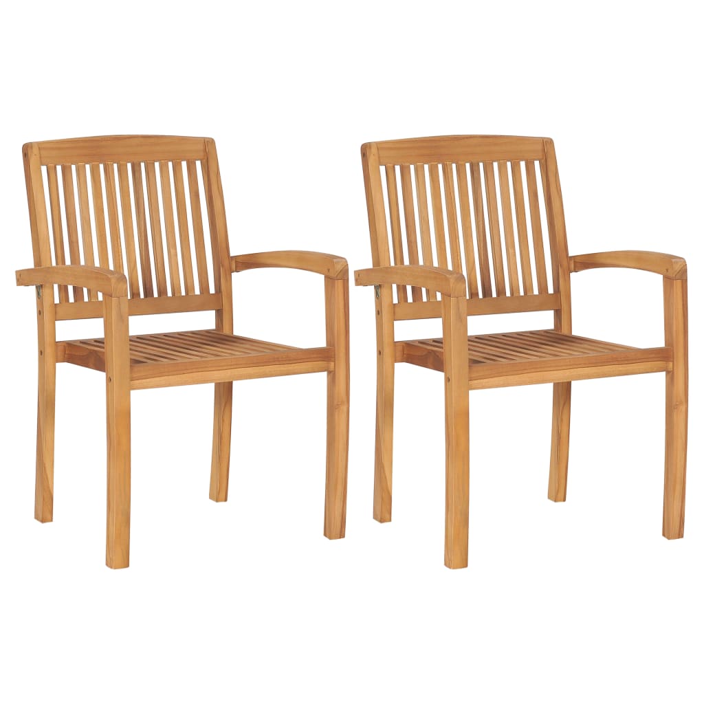 Gartenstühle 2 Stk. mit Taupe Kissen Massivholz Teak