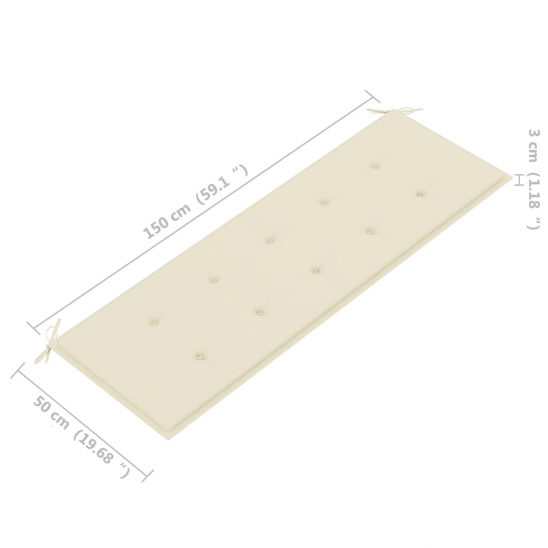 Stapelbare Gartenbank mit Auflage 159 cm Massivholz Teak