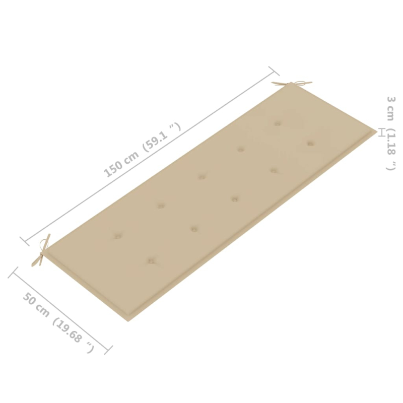 Stapelbare Gartenbank mit Auflage 159 cm Massivholz Teak