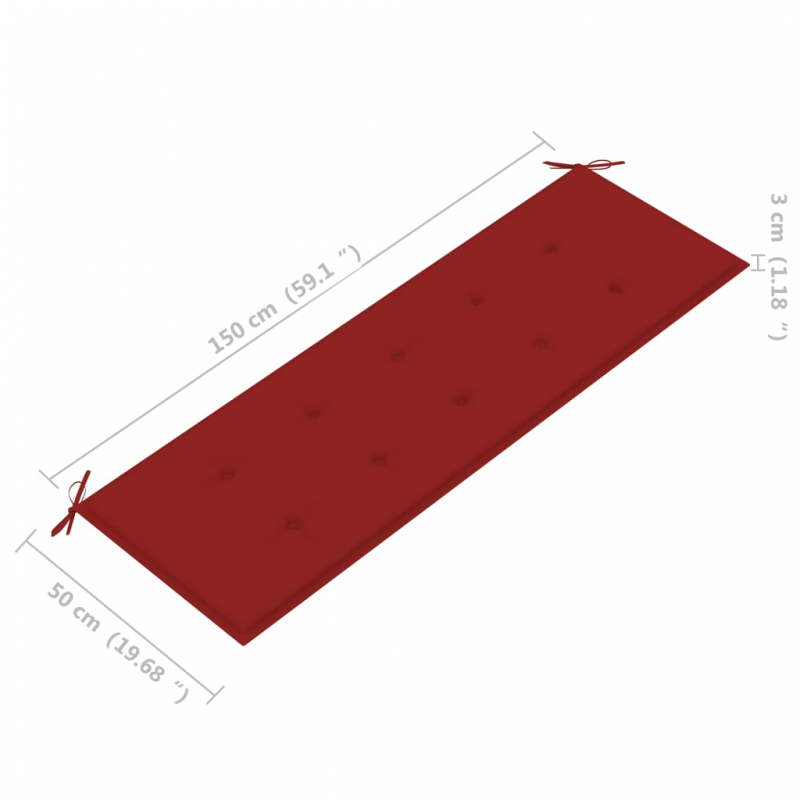Stapelbare Gartenbank mit Auflage 159 cm Massivholz Teak