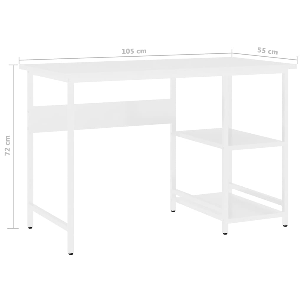 Computertisch Weiß 105x55x72 cm MDF und Metall