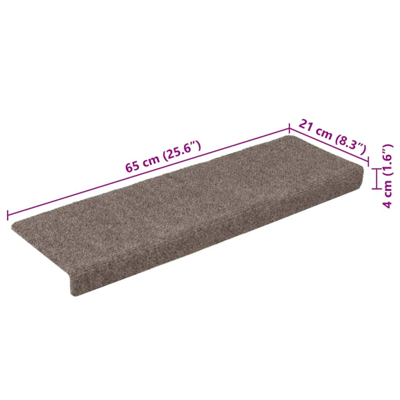 Treppenmatten 15 Stk. Nadelvlies 65x21x4 cm Creme