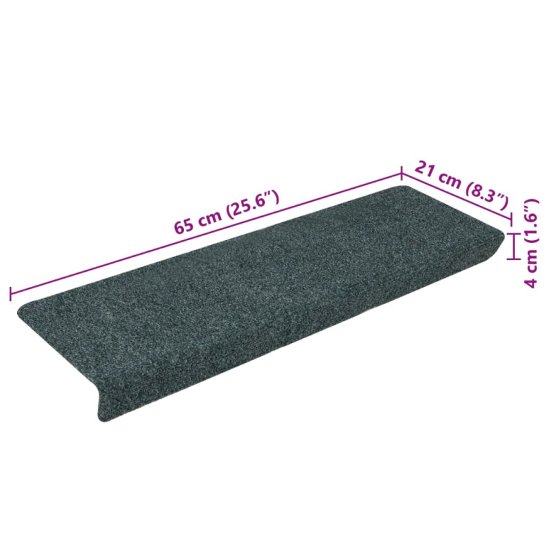 Treppenmatten 15 Stk. Nadelvlies 65x21x4 cm Braun