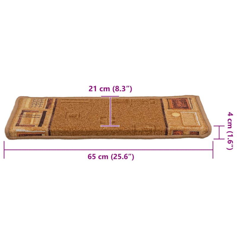 Treppenmatten Selbstklebend 15 Stk. 65x21x4 cm Beige