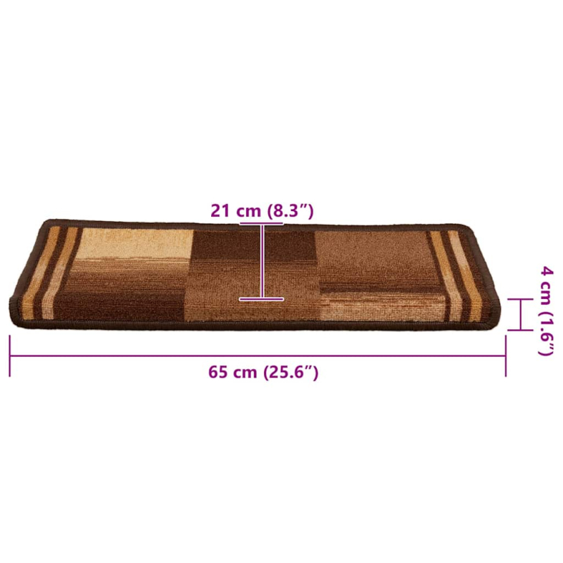 Treppenmatten Selbstklebend 15 Stk. 65x21x4 cm Braun
