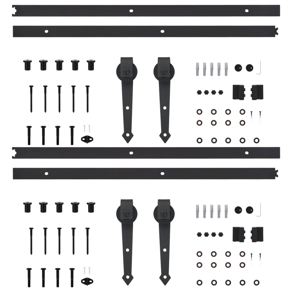 Schiebetür-Beschlagsätze 2 Stk. 200 cm Stahl Schwarz