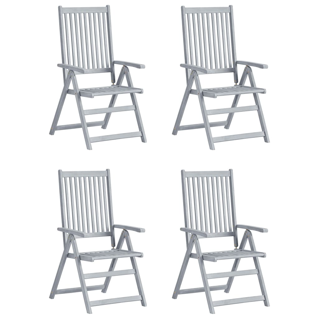 Verstellbare Gartenstühle 4 Stk. mit Auflagen Massivholz Akazie