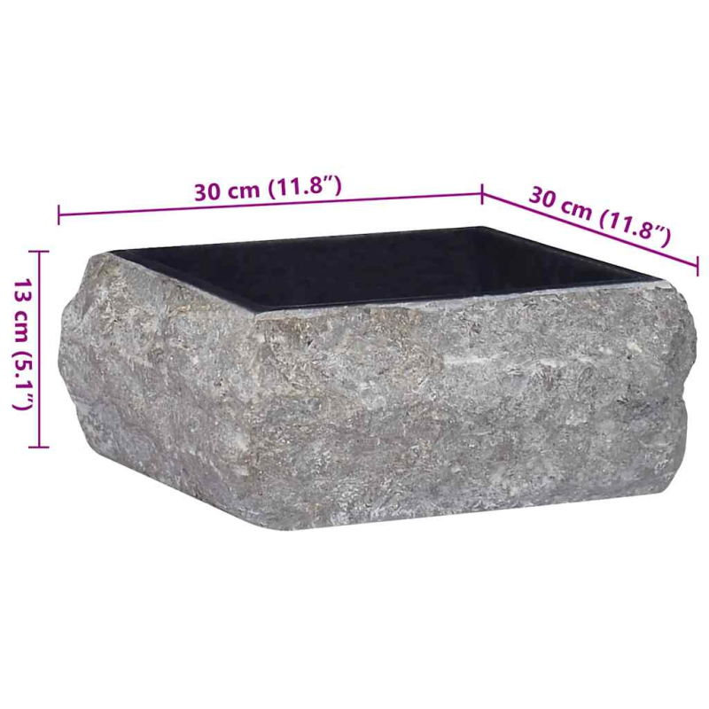 Waschbecken Schwarz 30x30x13 cm Marmor
