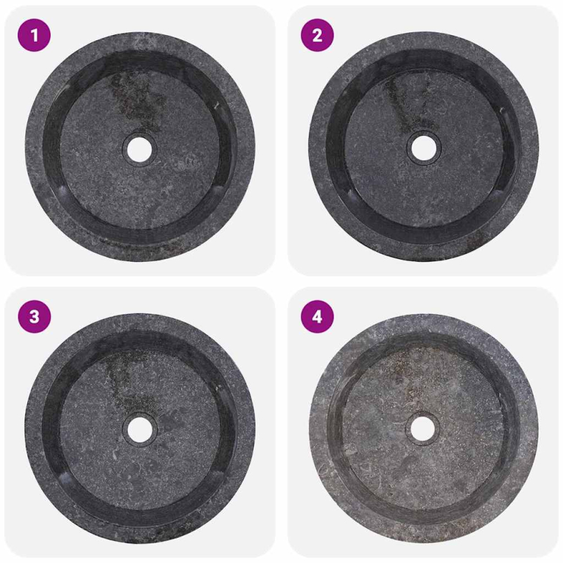 Waschbecken Grau Ø40x15 cm Marmor