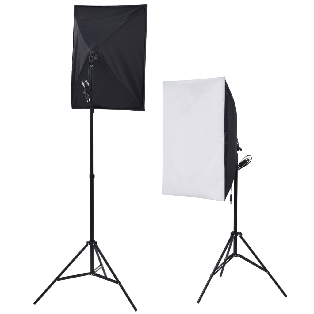 Fotostudio-Set mit Softbox-Lampen, Hintergrund und Reflektor