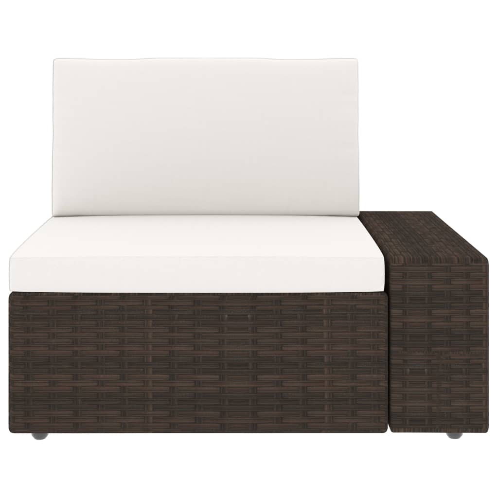 10-tlg. Garten-Lounge-Set mit Kissen Braun Poly Rattan