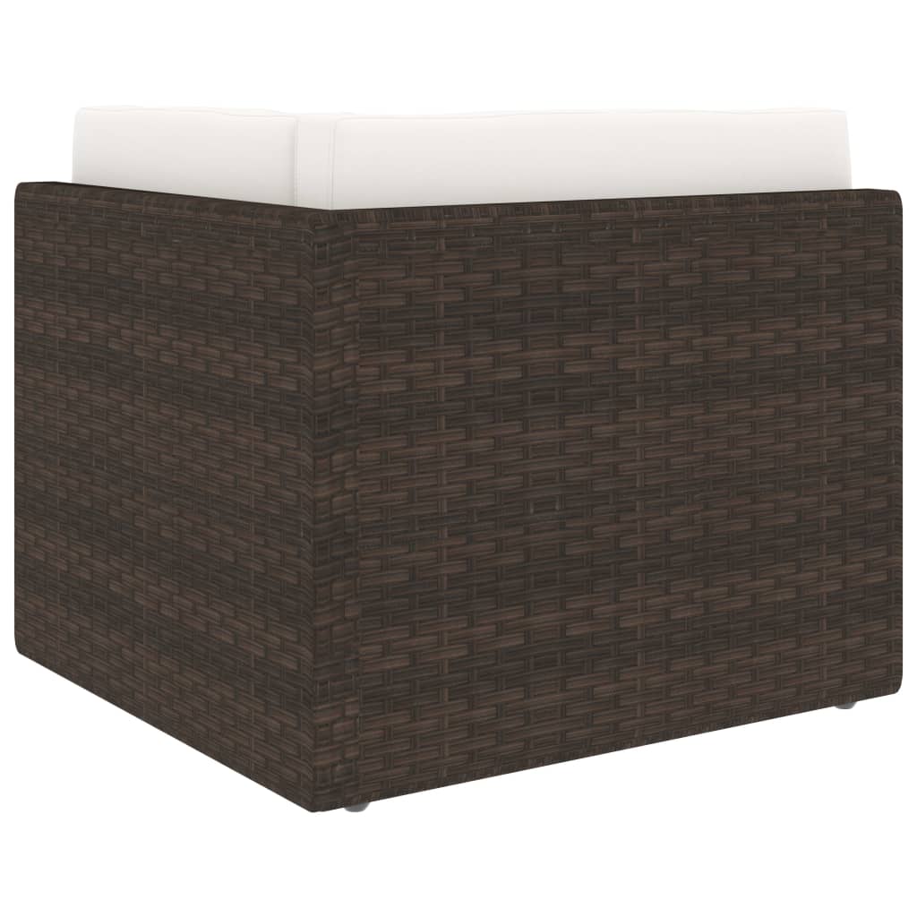 12-tlg. Garten-Lounge-Set mit Kissen Braun Poly Rattan