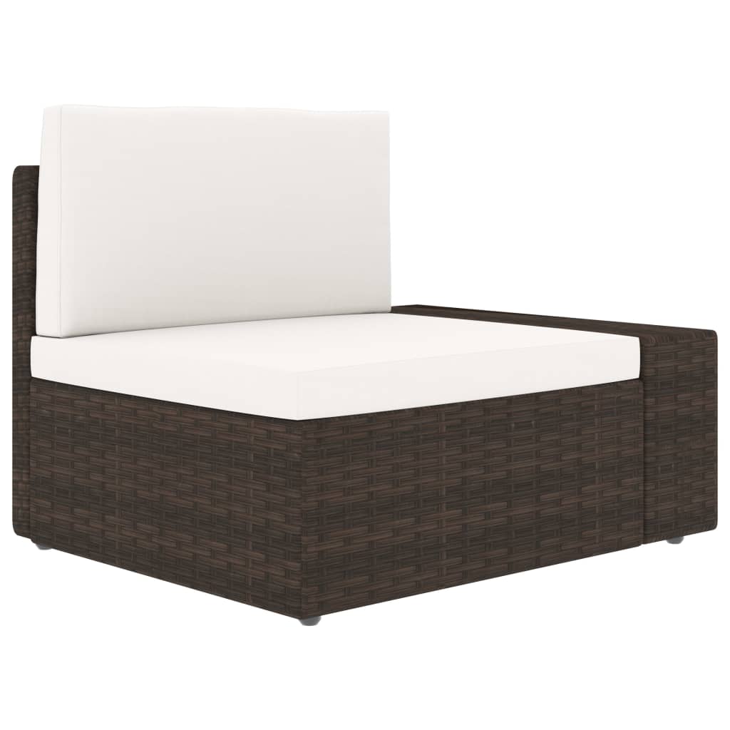 12-tlg. Garten-Lounge-Set mit Kissen Braun Poly Rattan