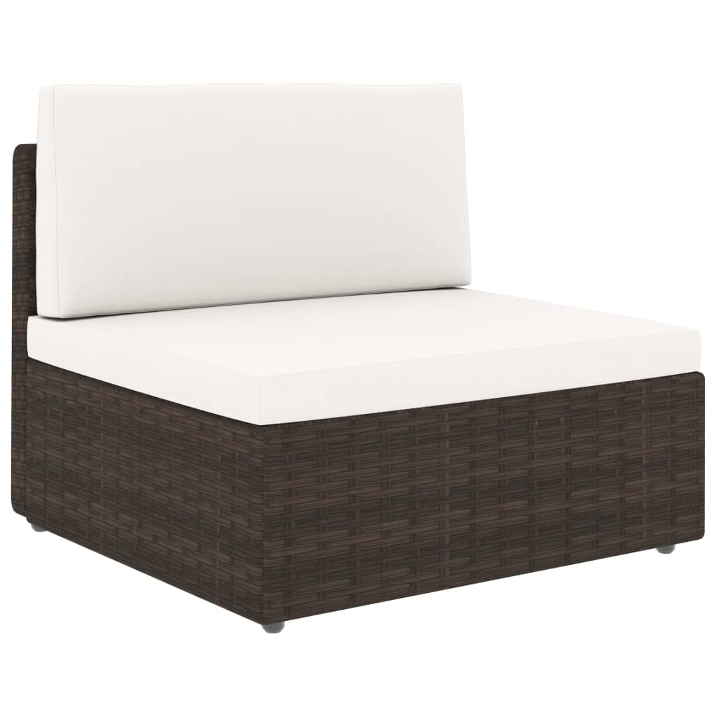 11-tlg. Garten-Lounge-Set mit Kissen Braun Poly Rattan