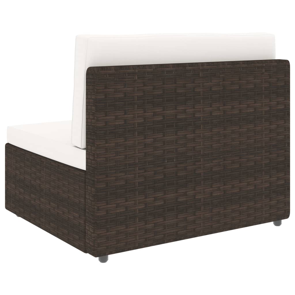 11-tlg. Garten-Lounge-Set mit Kissen Braun Poly Rattan
