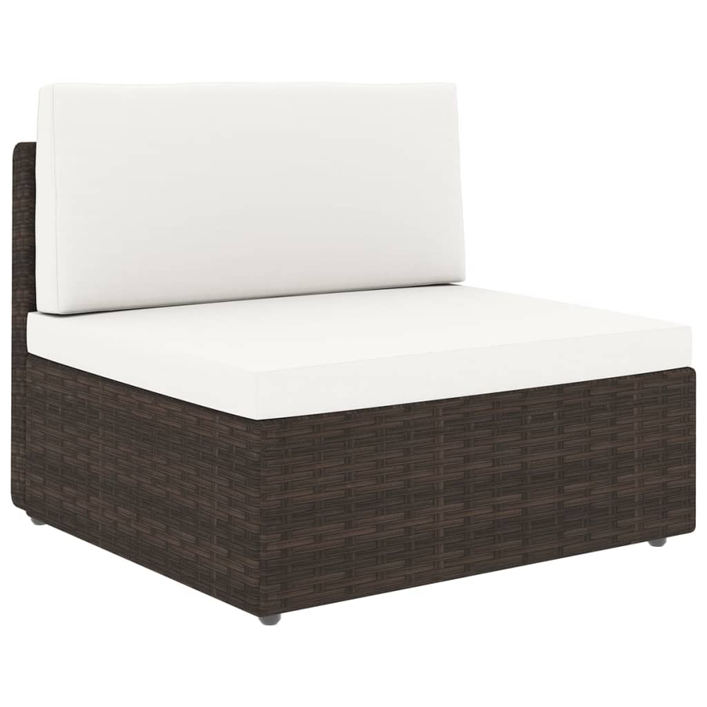 11-tlg. Garten-Lounge-Set mit Kissen Braun Poly Rattan
