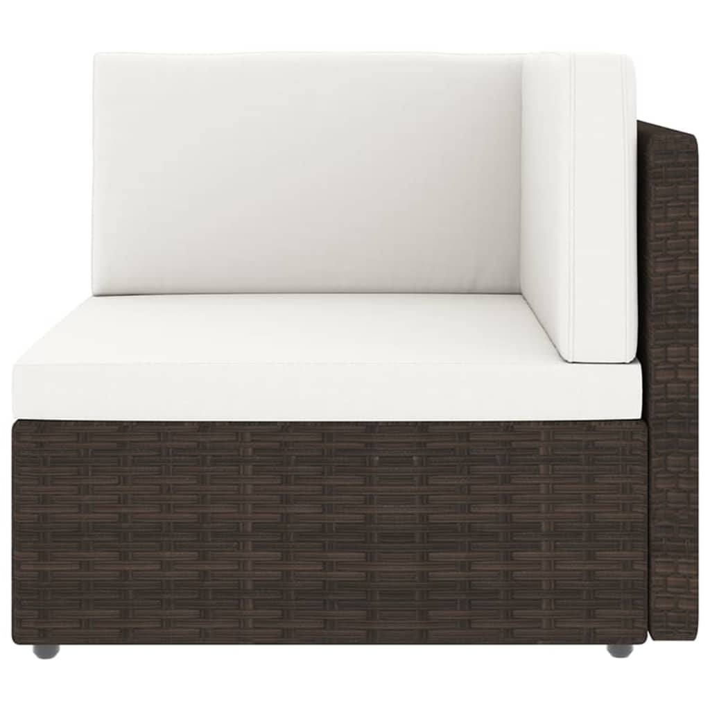 11-tlg. Garten-Lounge-Set mit Kissen Braun Poly Rattan