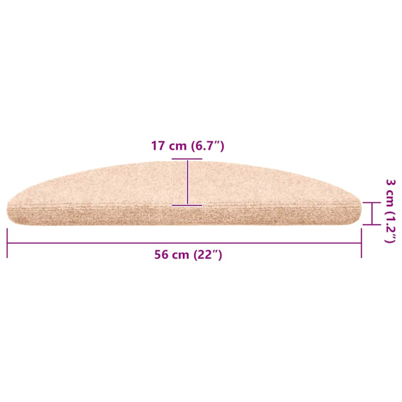 Selbstklebende Treppenmatten 10 Stk. Creme 56x17x3cm Nadelvlies
