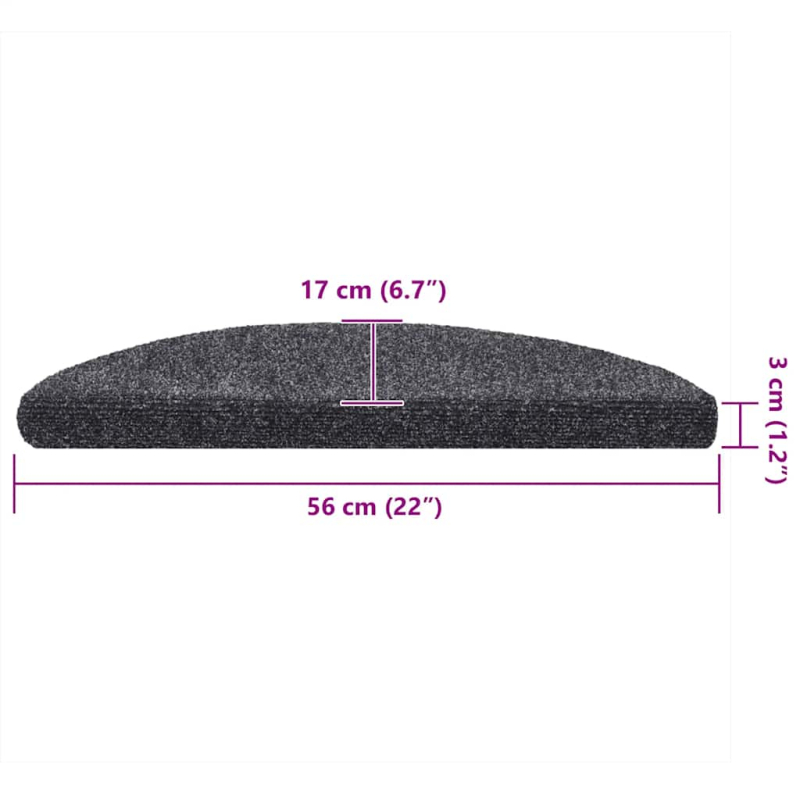 Selbstklebende Treppenmatten 10 Stk. Dunkelgrau 56x17x3 cm