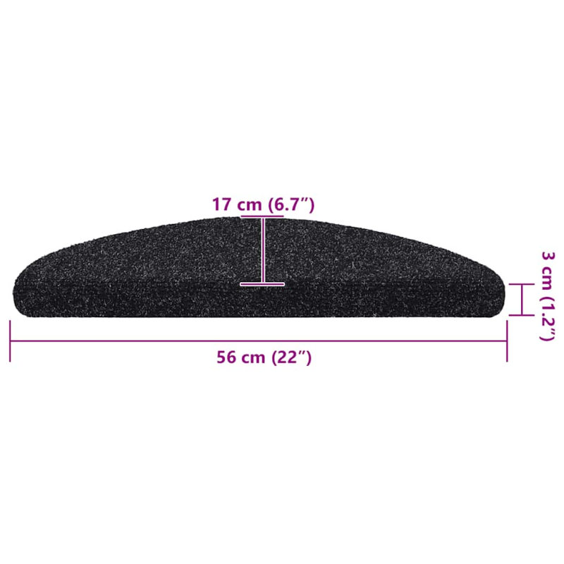 Selbstklebende Treppenmatten 10 Stk. Schwarz 56x17x3 cm