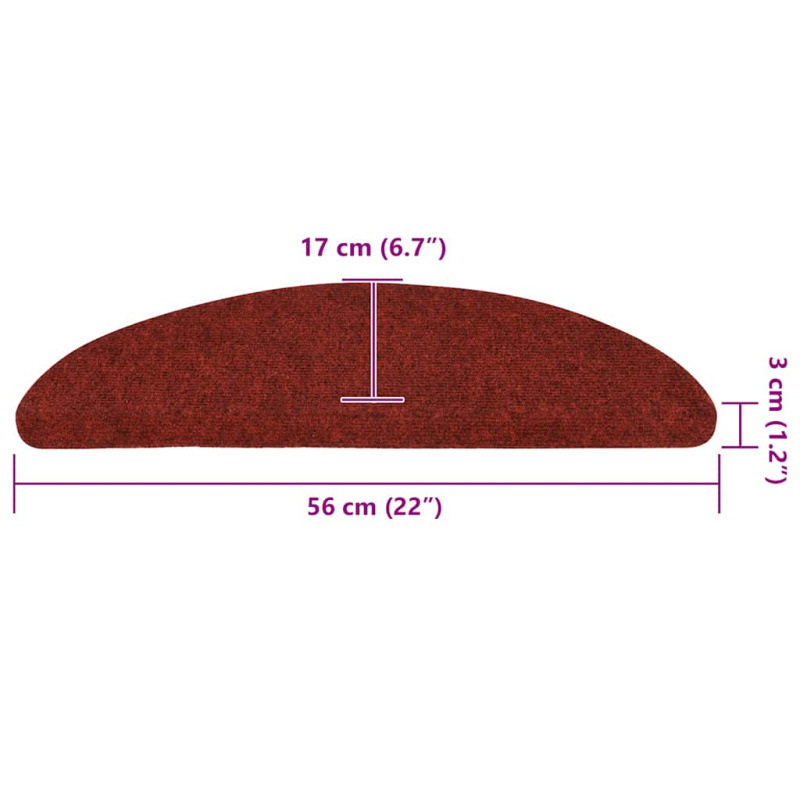 Selbstklebende Treppenmatten 10 Stk. Rot 56x17x3 cm Nadelvlies