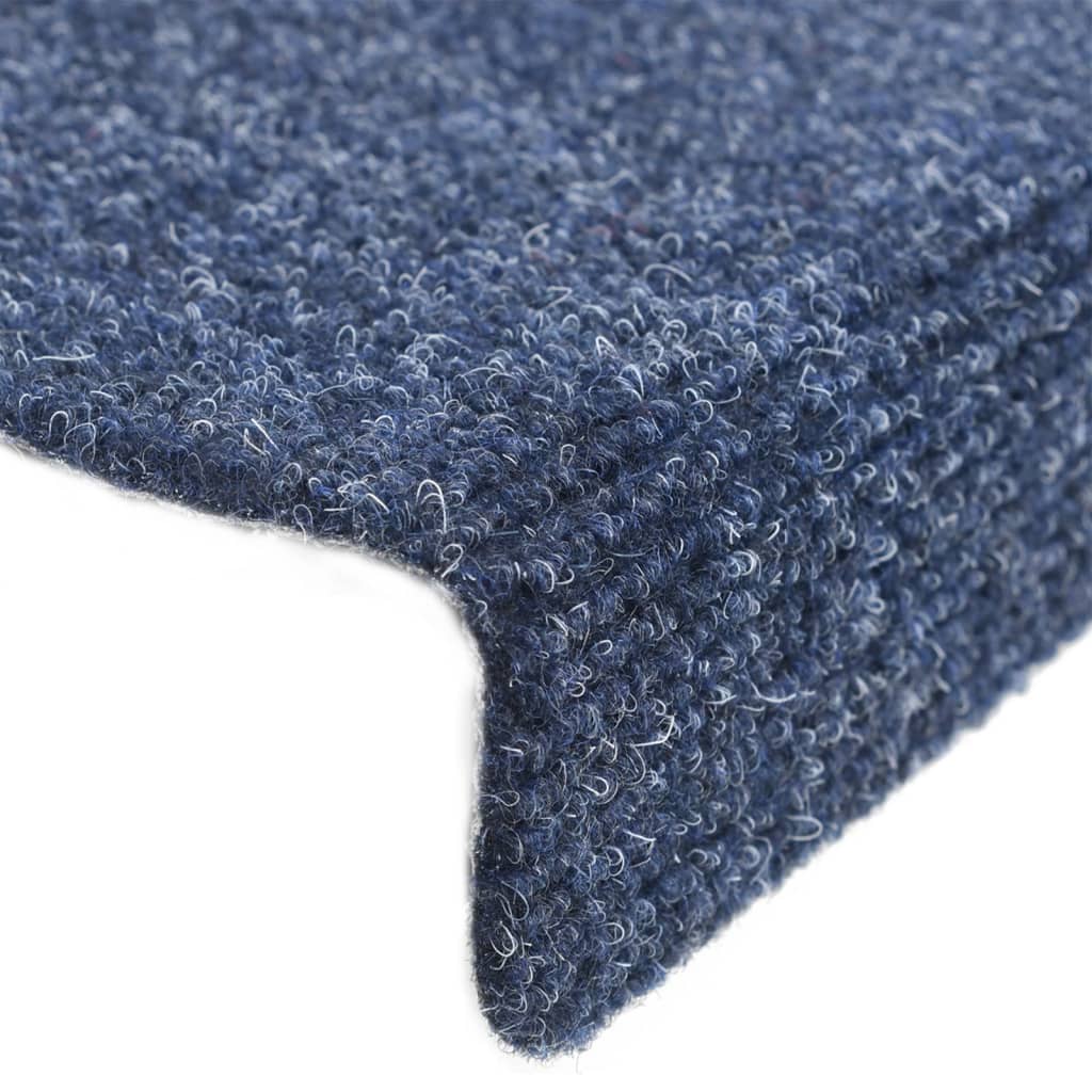 Selbstklebende Treppenmatten 10 Stk. Blau 56x17x3 cm Nadelvlies