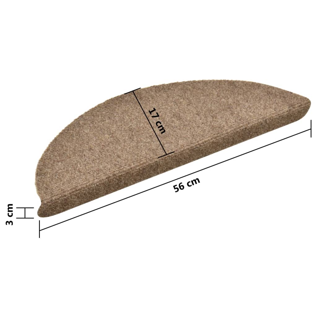 Selbstklebende Treppenmatten 10 Stk. Beige 56x17x3cm Nadelvlies