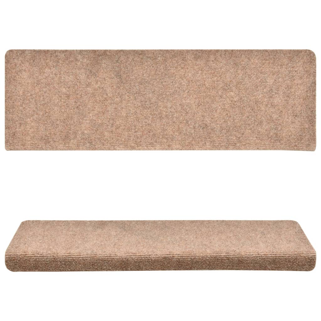 Treppenmatten 5 Stk. Braun 65x21x4 cm Nadelvlies