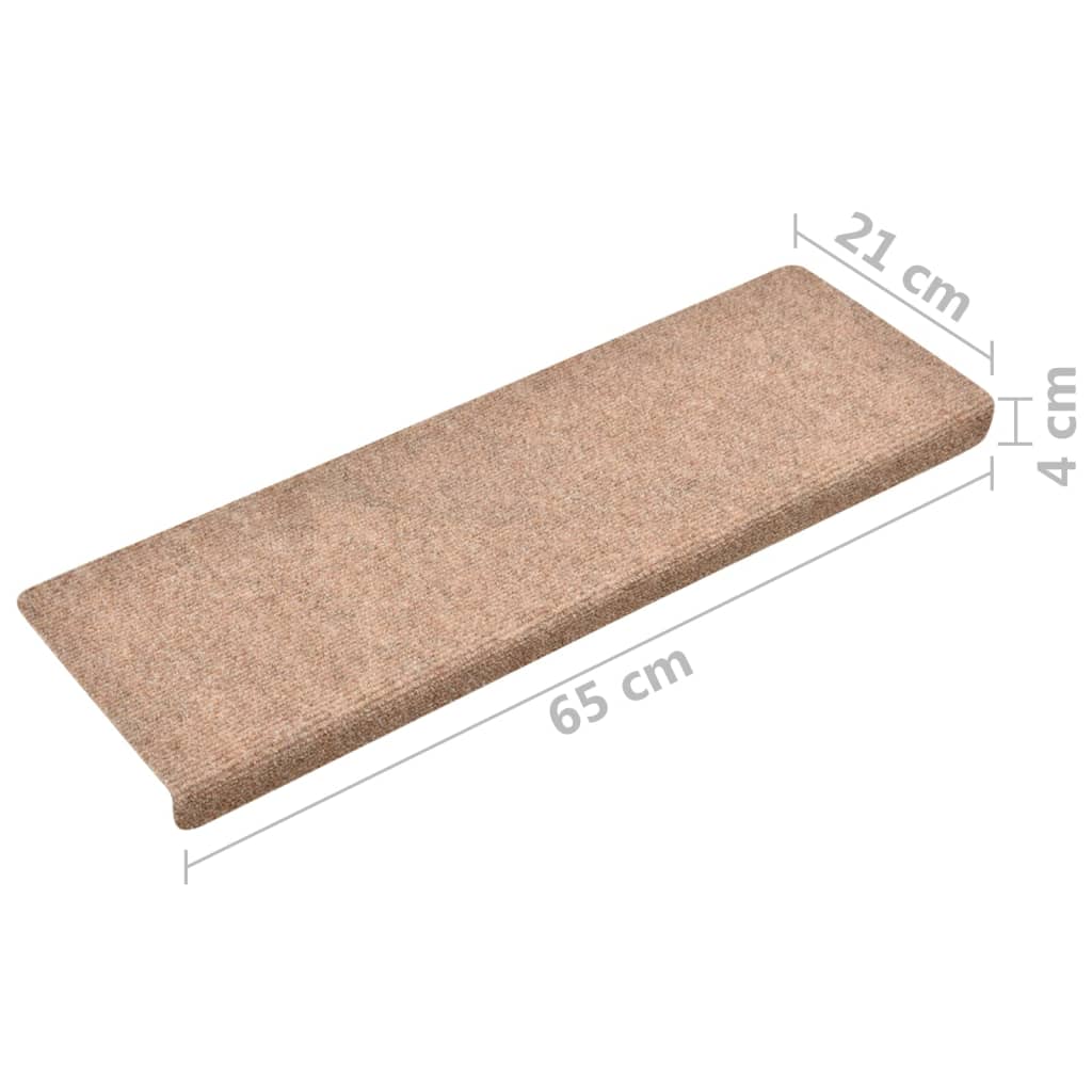 Treppenmatten 5 Stk. Braun 65x21x4 cm Nadelvlies