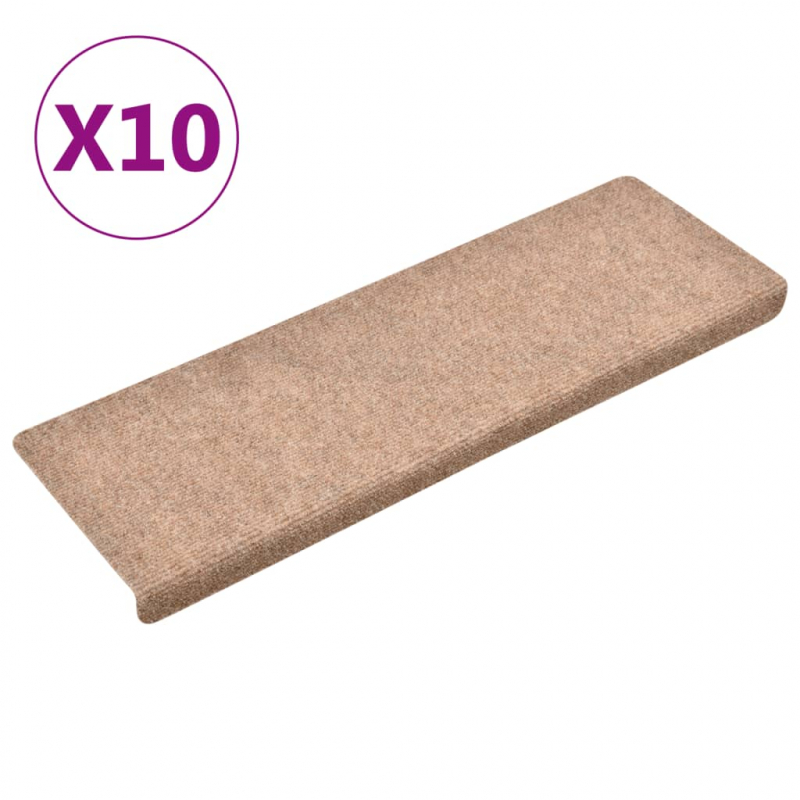 Treppenmatten 10 Stk. Creme 65x21x4 cm Nadelvlies