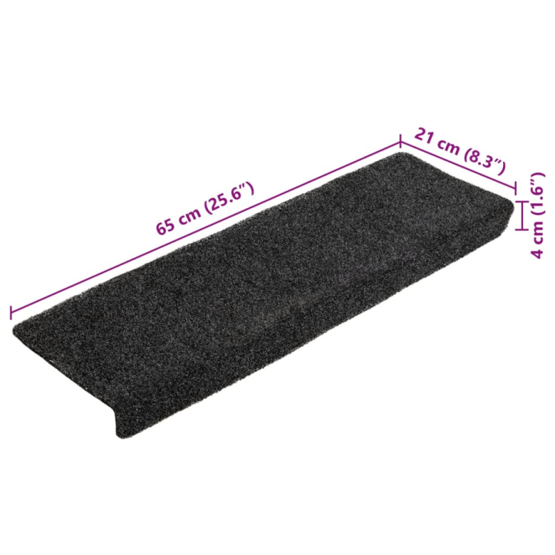 Treppenmatten 5 Stk. Grau 65x21x4 cm Nadelvlies