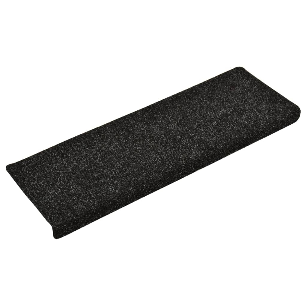 Treppenmatten 5 Stk. Schwarz 65x21x4 cm Nadelvlies