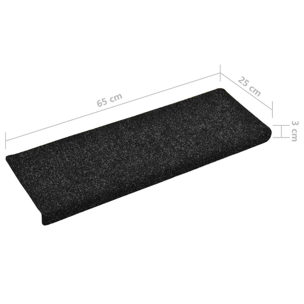 Treppenmatten 5 Stk. Schwarz 65x21x4 cm Nadelvlies