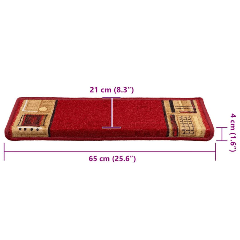 Stufenmatten Selbstklebend 10 Stk. 65x21x4 cm Rot