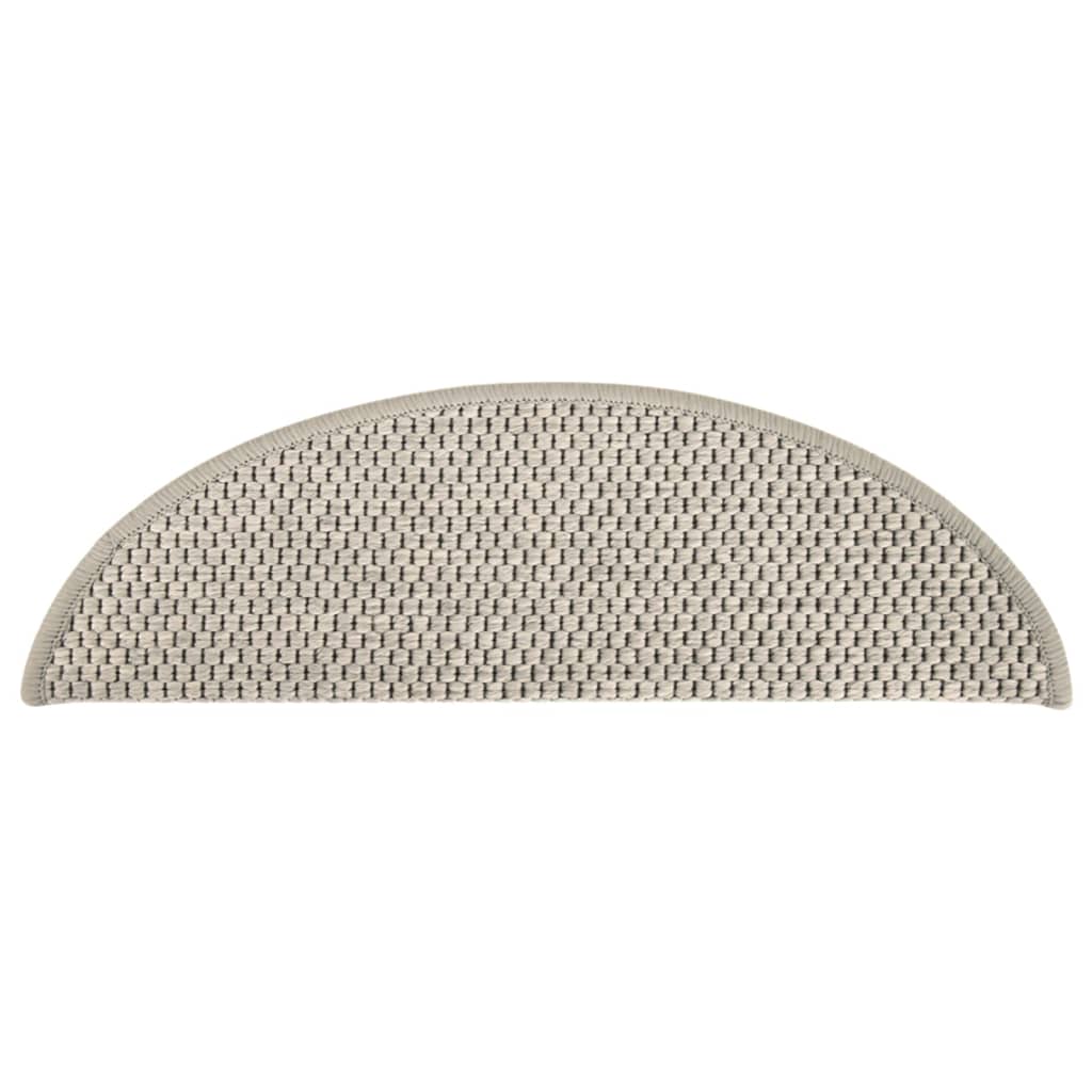 Treppenmatten Selbstklebend Sisal-Look 15 Stk. 56x17x3 Silbern