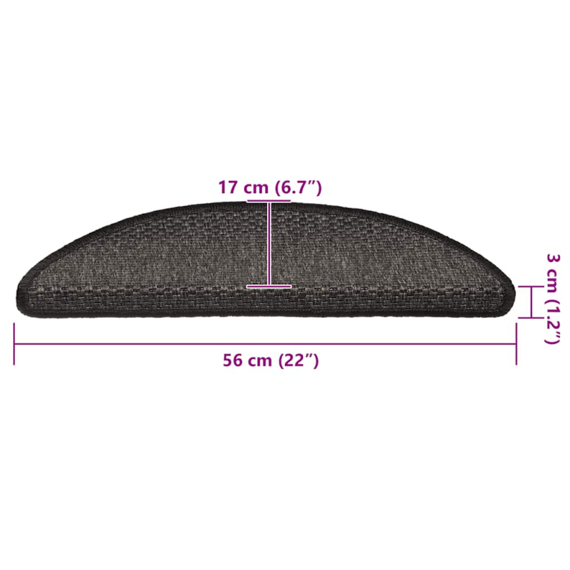 Treppenmatten Selbstklebend Sisal 15 Stk. 56x17x3 cm Anthrazit