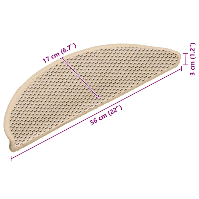 Treppenmatten Selbstklebend Sisal-Look 15 Stk. 56x17x3 Berber