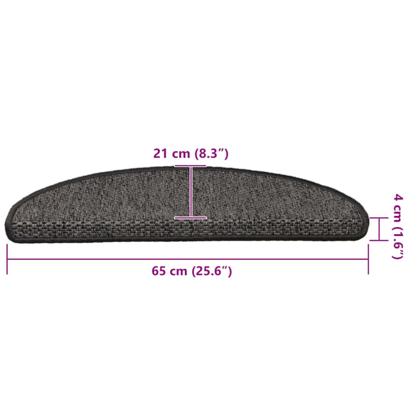 Treppenmatten Selbstklebend Sisal-Look 15 Stk. 65x21x4 Silbern