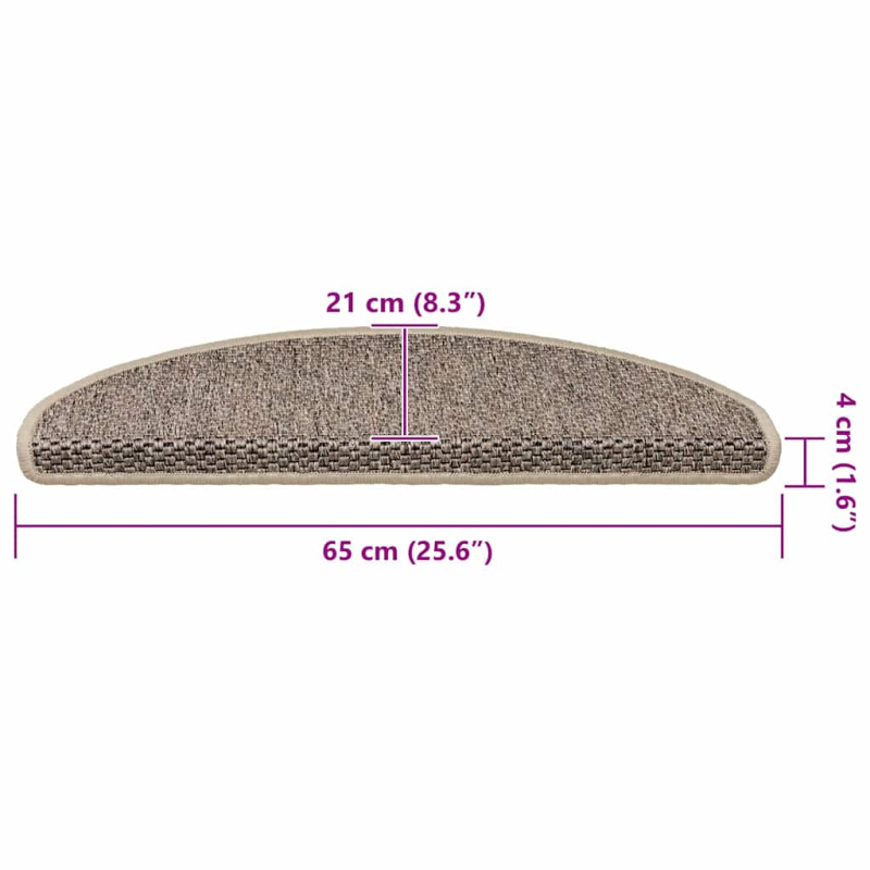 Treppenmatten Selbstklebend Sisal 15 Stk. 65x21x4cm Dunkelbeige