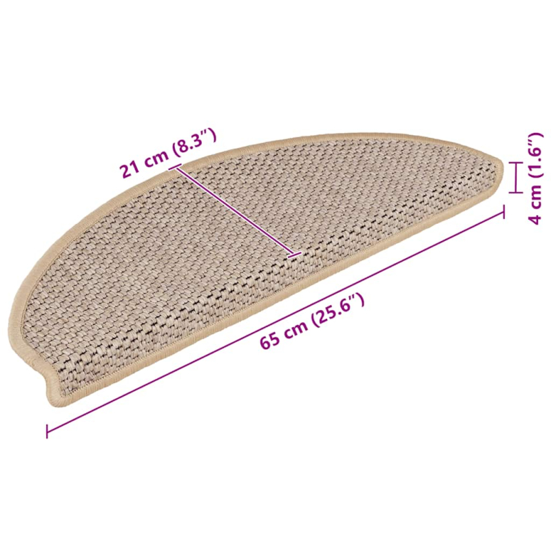 Treppenmatten Selbstklebend Sisal 15 Stk. 65x21x4 cm Hellbeige